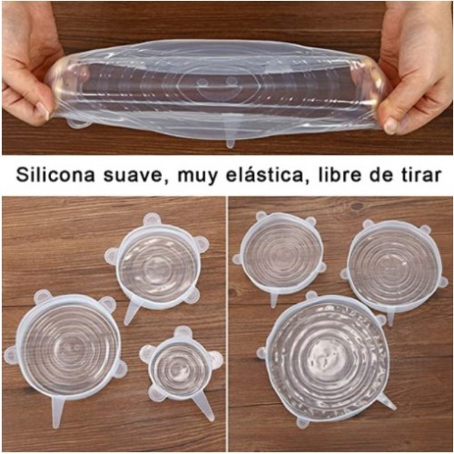 6 Pack Tapas de Silicona elásticas